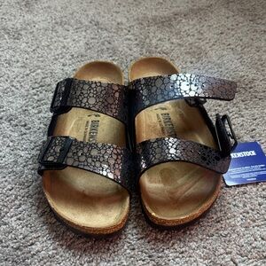 Birkenstock Black Metallic Pattern Arizona Sandals
